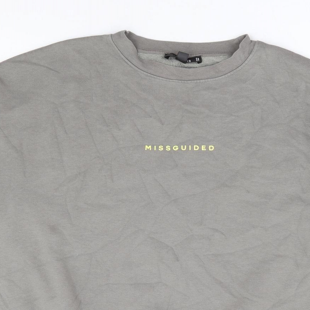 Missguided Womens Grey Cotton Pullover Sweatshirt Size M Pullover