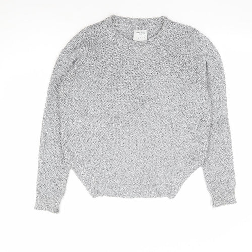 VERO MODA Womens Grey Round Neck Polyester Henley Jumper Size S
