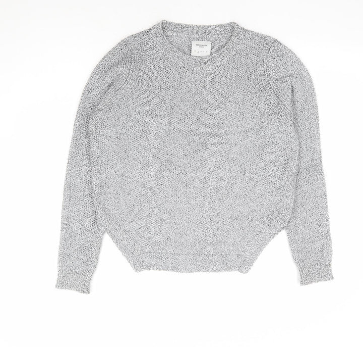 VERO MODA Womens Grey Round Neck Polyester Henley Jumper Size S
