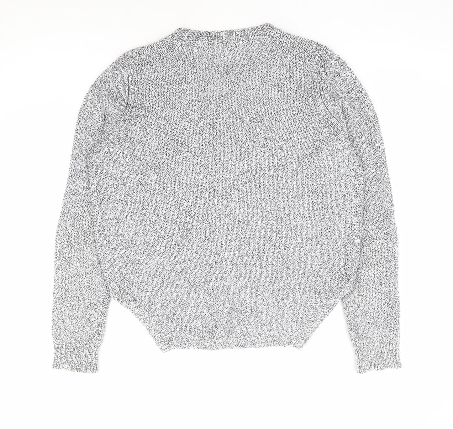 VERO MODA Womens Grey Round Neck Polyester Henley Jumper Size S