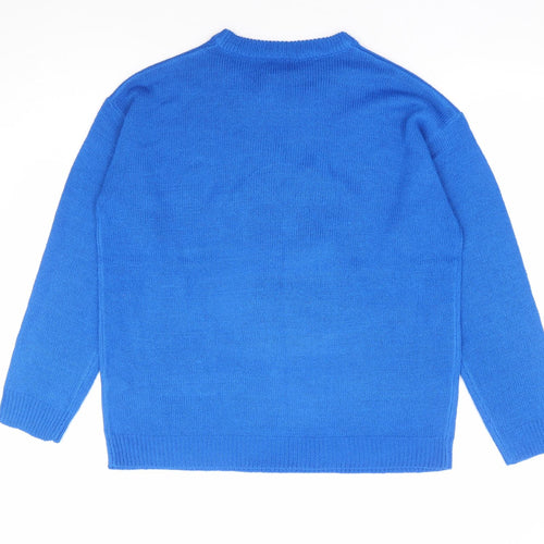 Pole Nord Womens Blue Round Neck Acrylic Pullover Jumper Size S - Christmas Penguin