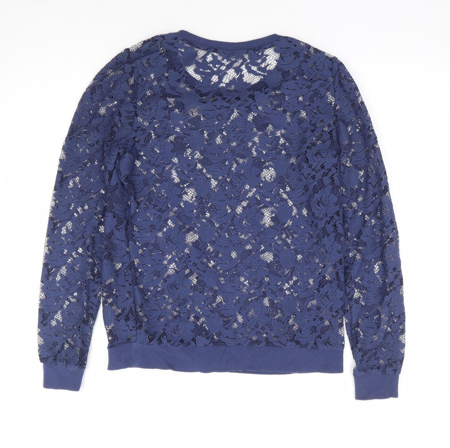 George Womens Blue Floral Polyester Pullover Sweatshirt Size S Pullover
