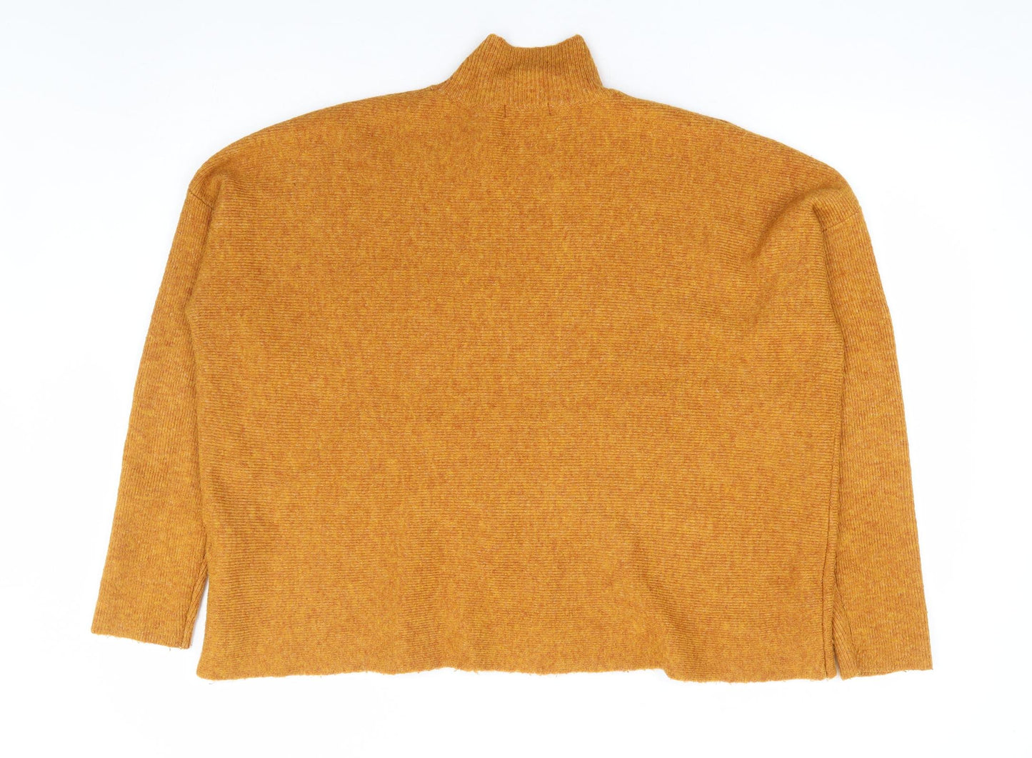 Warehouase Womens Yellow Mock Neck Acrylic Pullover Jumper Size L