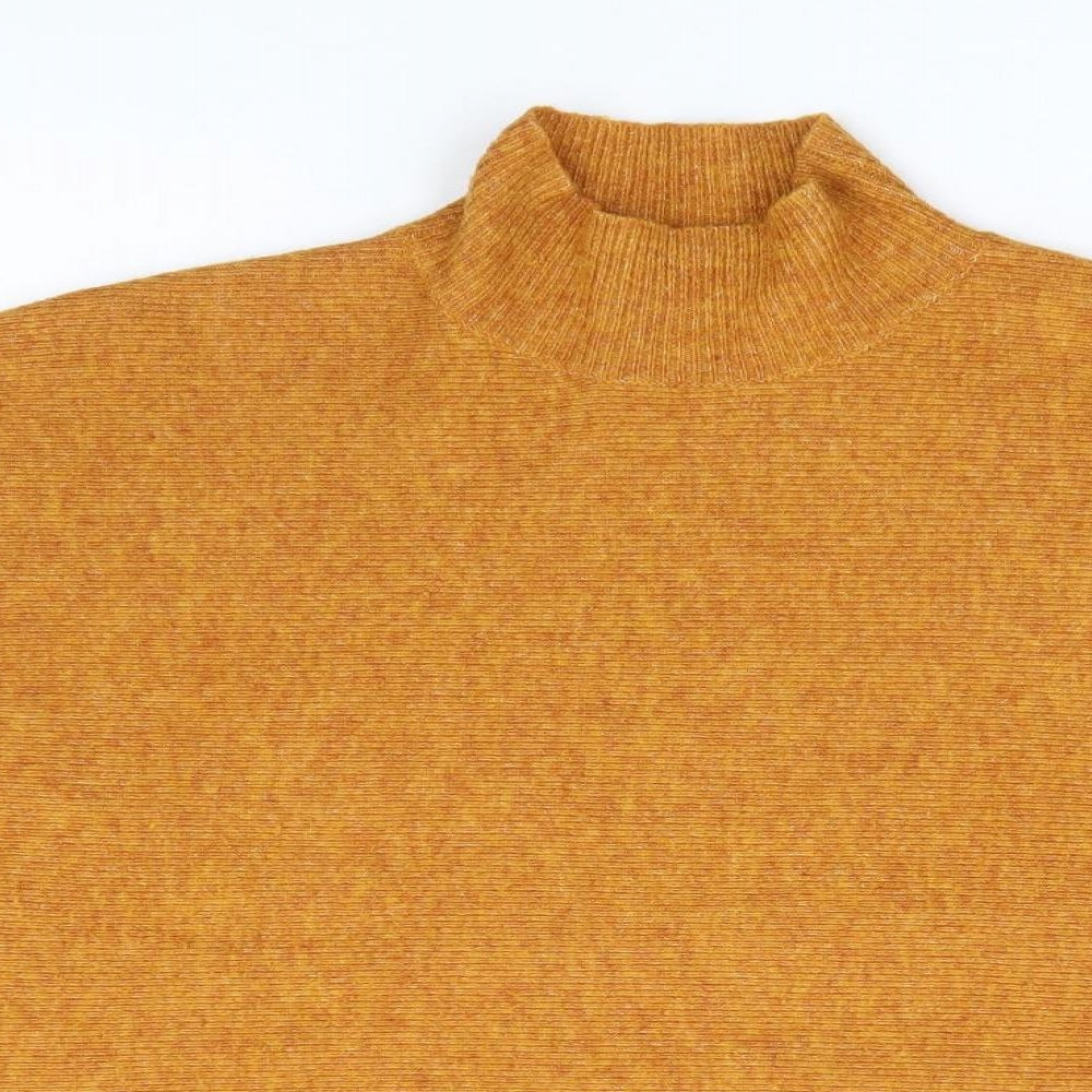 Warehouase Womens Yellow Mock Neck Acrylic Pullover Jumper Size L
