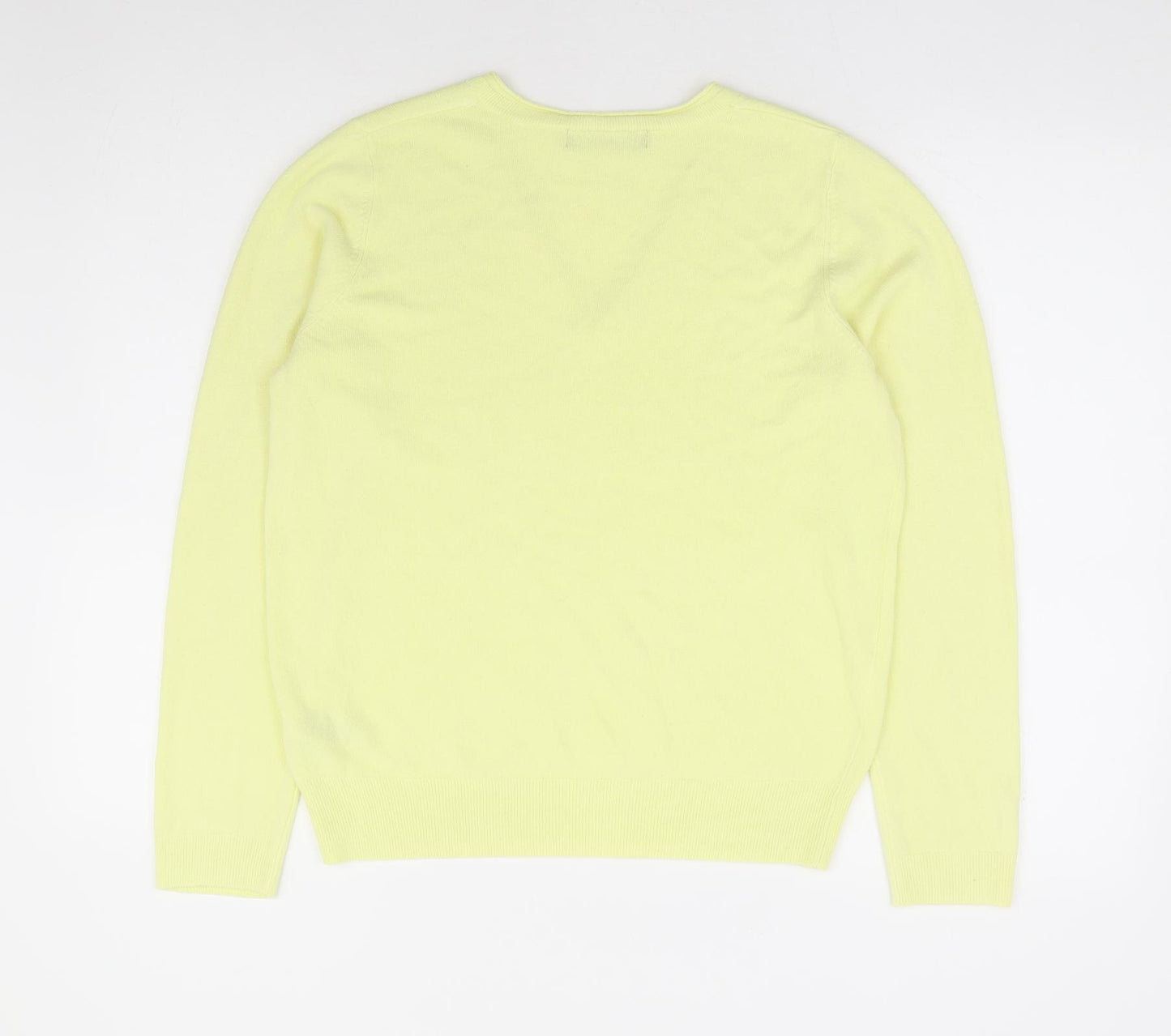 Marks and Spencer Womens Yellow V-Neck Acrylic Pullover Jumper Size 14
