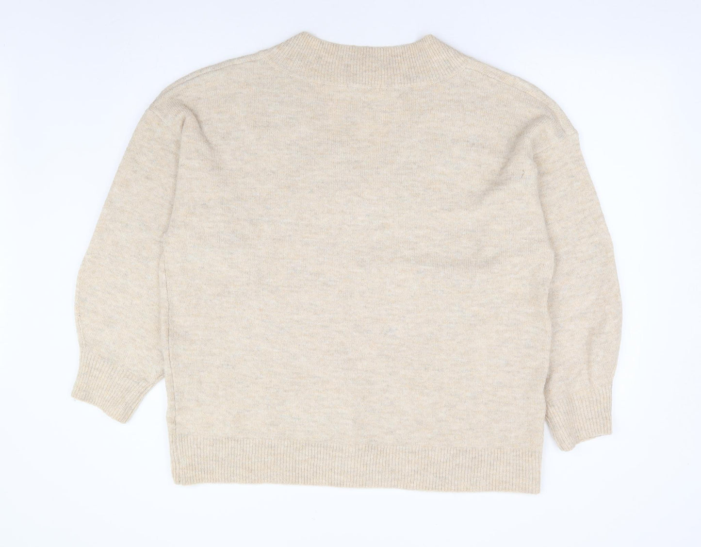 TU Womens Beige V-Neck Acrylic Pullover Jumper Size XL