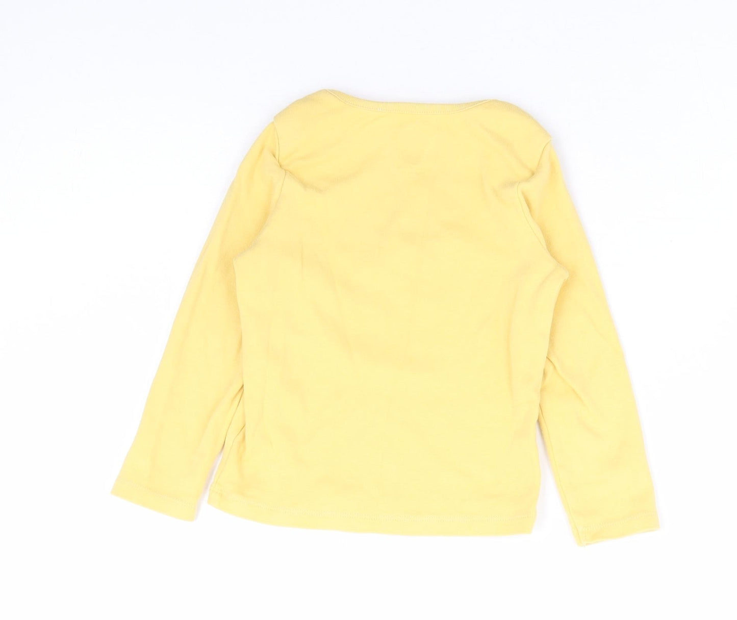 F&F Girls Yellow 100% Cotton Jersey T-Shirt Size 2-3 Years Round Neck Pullover - Happy To Dream