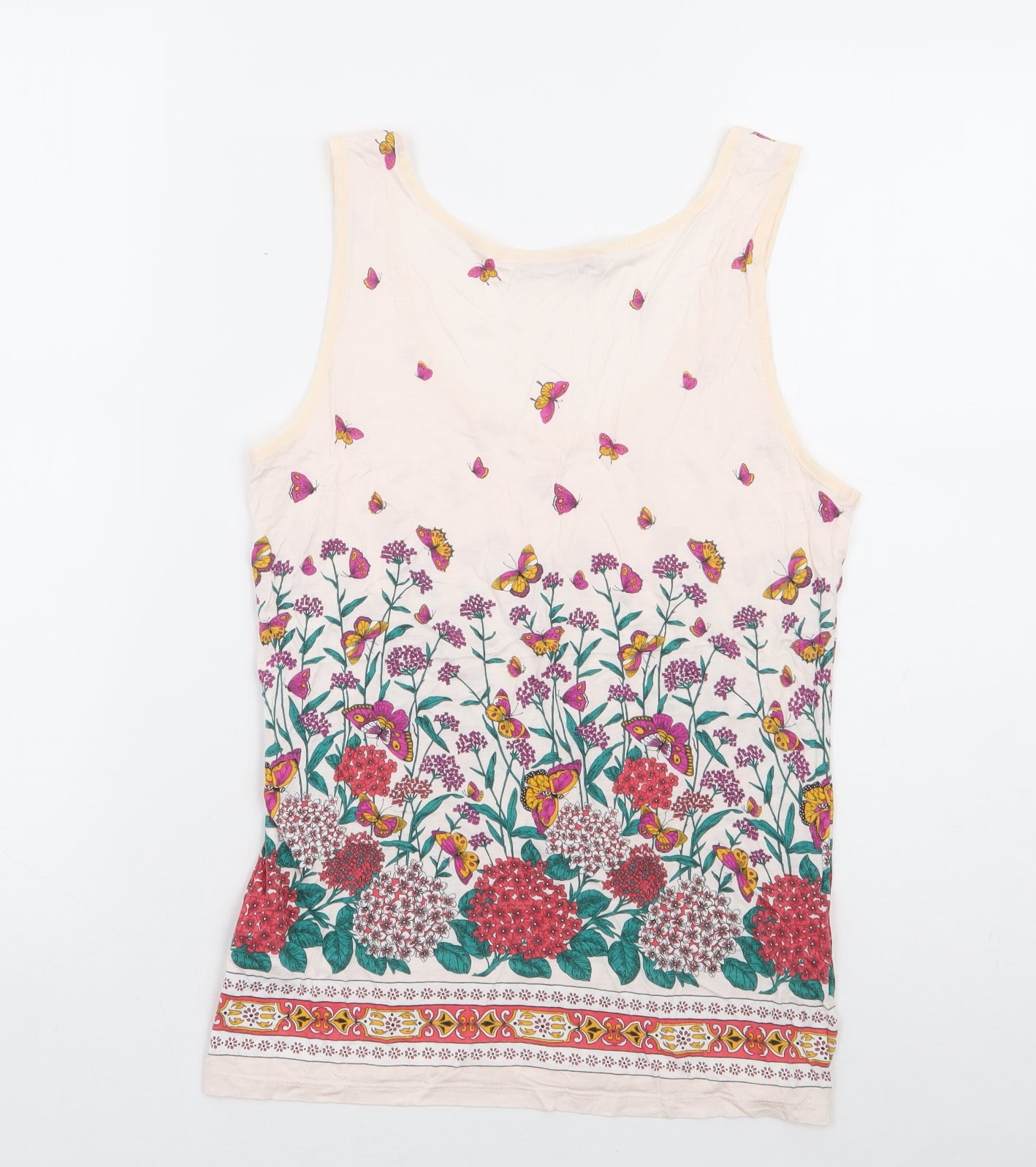 Oasis Womens Multicoloured Floral Viscose Basic Tank Size M Scoop Neck - Butterfly