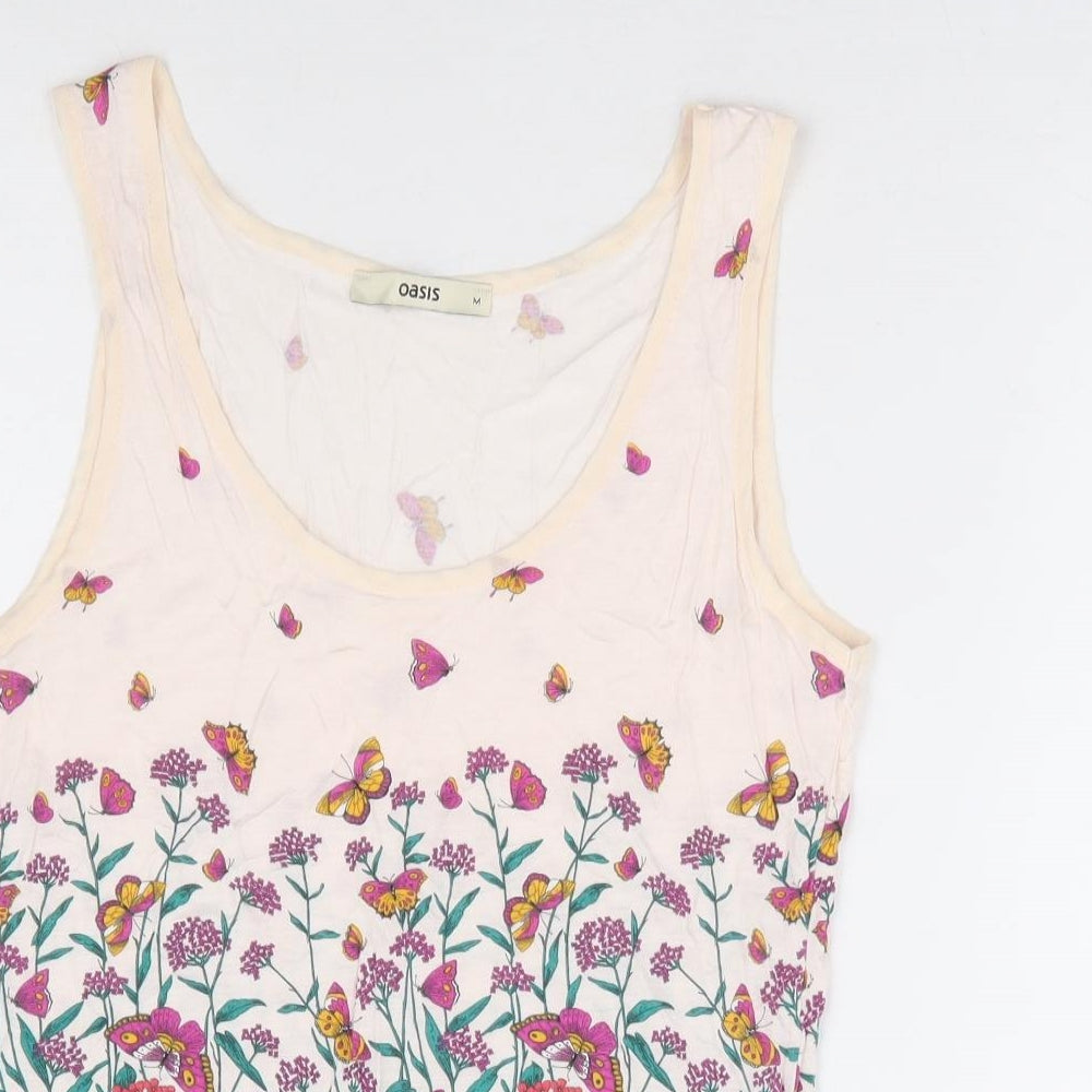 Oasis Womens Multicoloured Floral Viscose Basic Tank Size M Scoop Neck - Butterfly