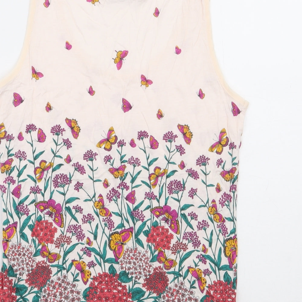 Oasis Womens Multicoloured Floral Viscose Basic Tank Size M Scoop Neck - Butterfly