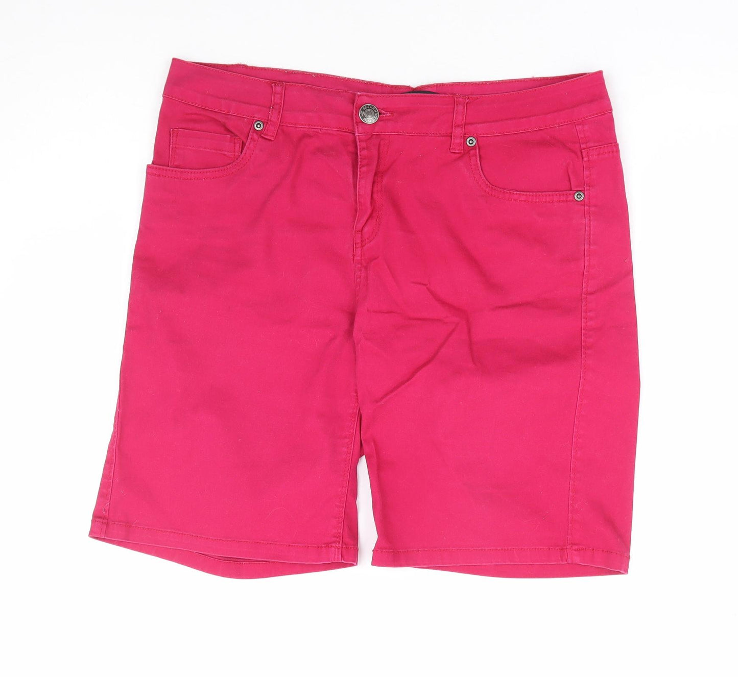 Peacocks Womens Pink Cotton Cargo Shorts Size 14 L10 in Regular Zip