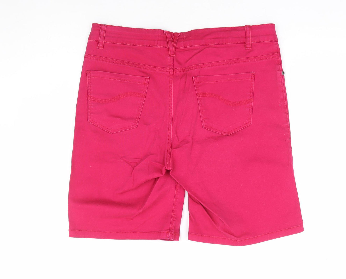 Peacocks Womens Pink Cotton Cargo Shorts Size 14 L10 in Regular Zip