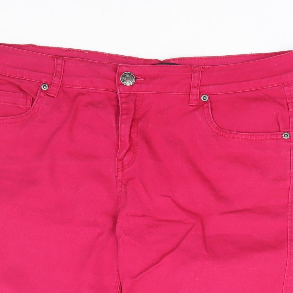 Peacocks Womens Pink Cotton Cargo Shorts Size 14 L10 in Regular Zip