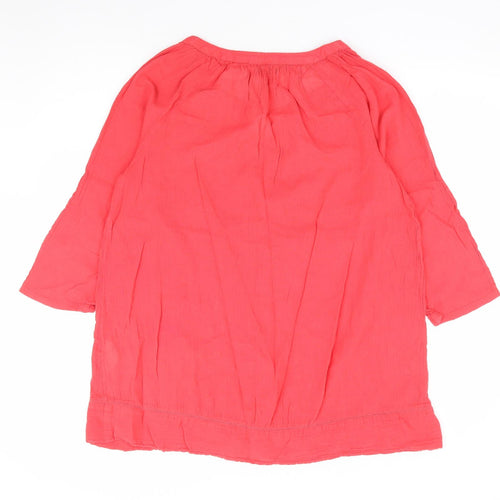 Bonmarché Womens Red 100% Cotton Jersey Blouse Size 14 V-Neck