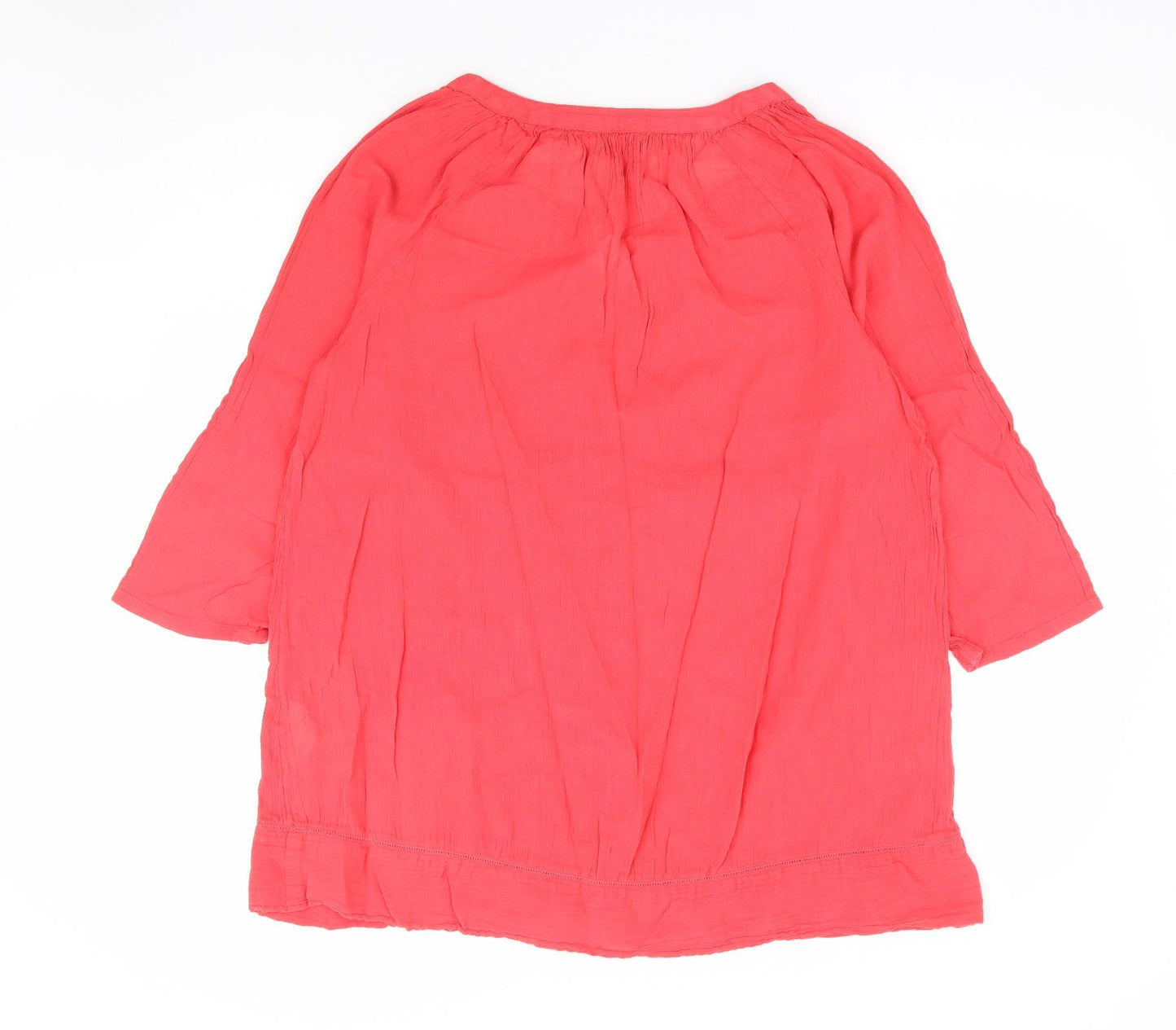 Bonmarché Womens Red 100% Cotton Jersey Blouse Size 14 V-Neck
