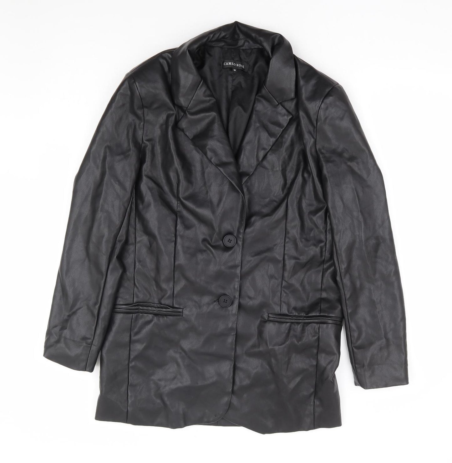 Cameo Rose Womens Black Jacket Size 10 Button - Faux Leather