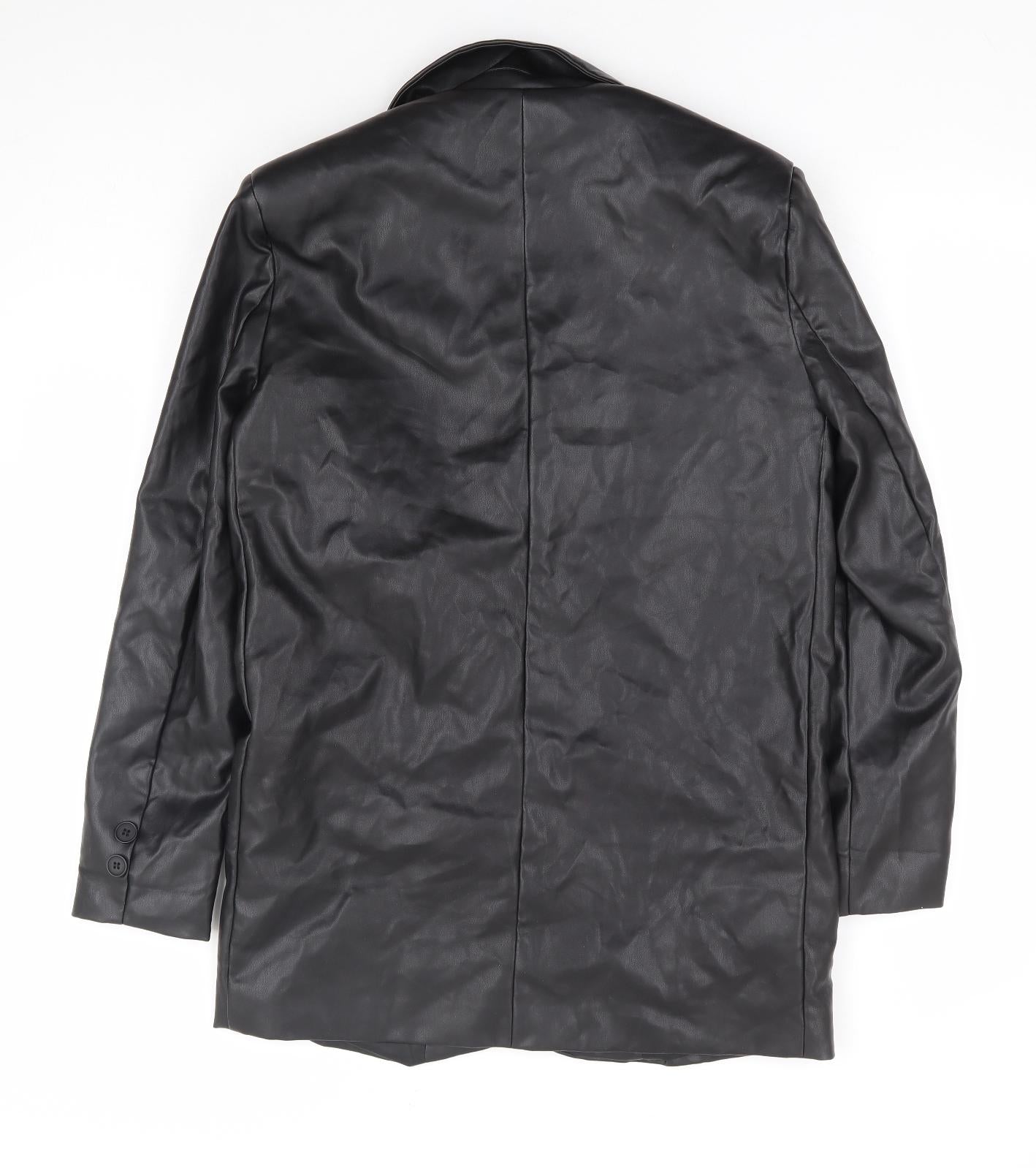 Cameo Rose Womens Black Jacket Size 10 Button - Faux Leather