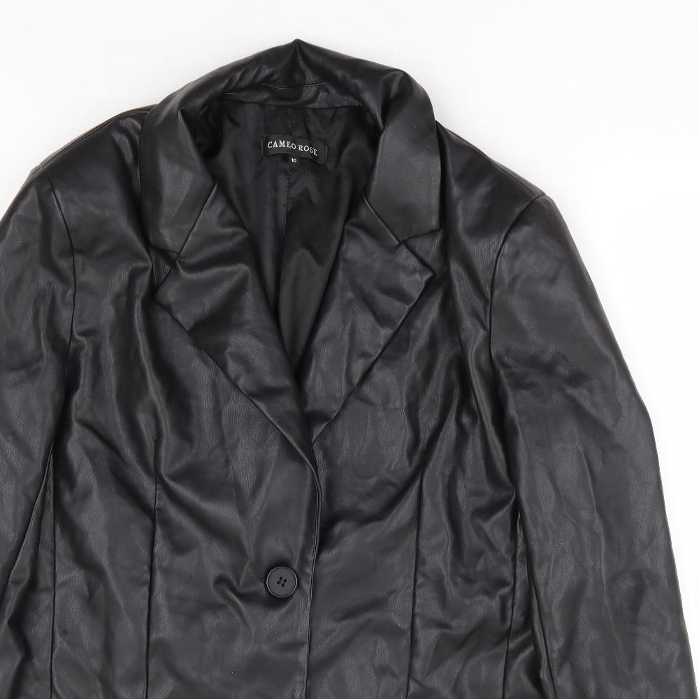 Cameo Rose Womens Black Jacket Size 10 Button - Faux Leather