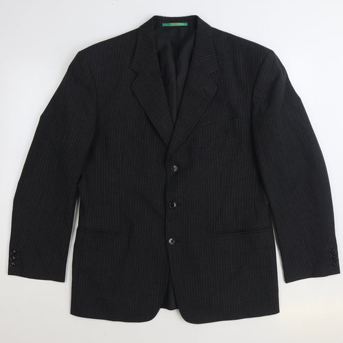 C&A Mens Black Striped Wool Jacket Suit Jacket Size 40