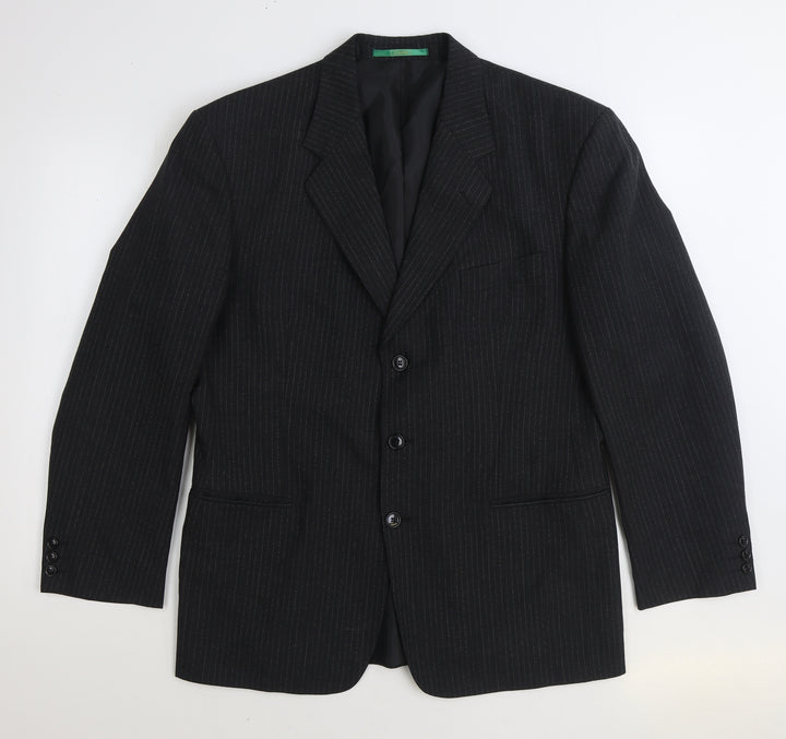C&A Mens Black Striped Wool Jacket Suit Jacket Size 40