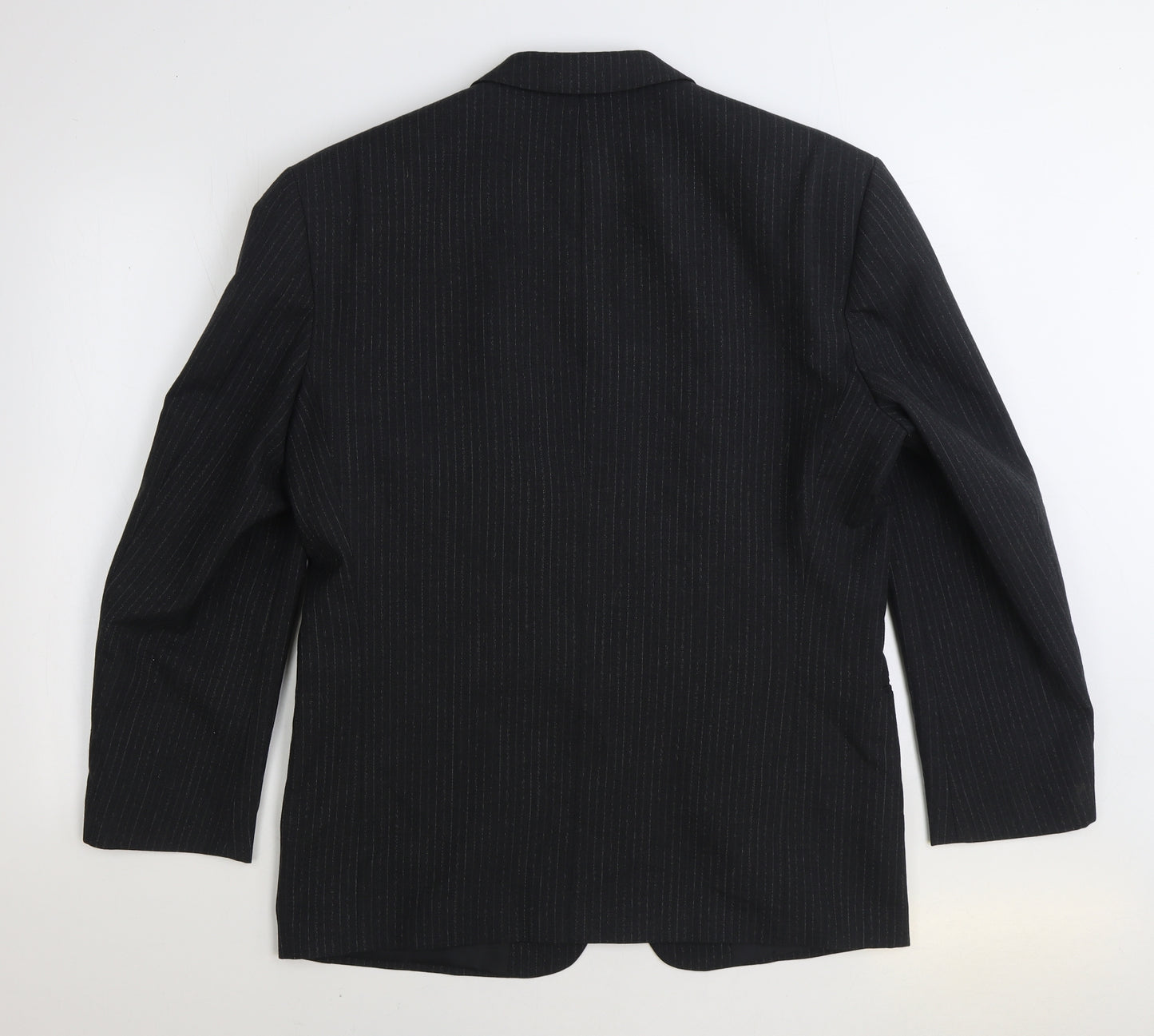 C&A Mens Black Striped Wool Jacket Suit Jacket Size 40
