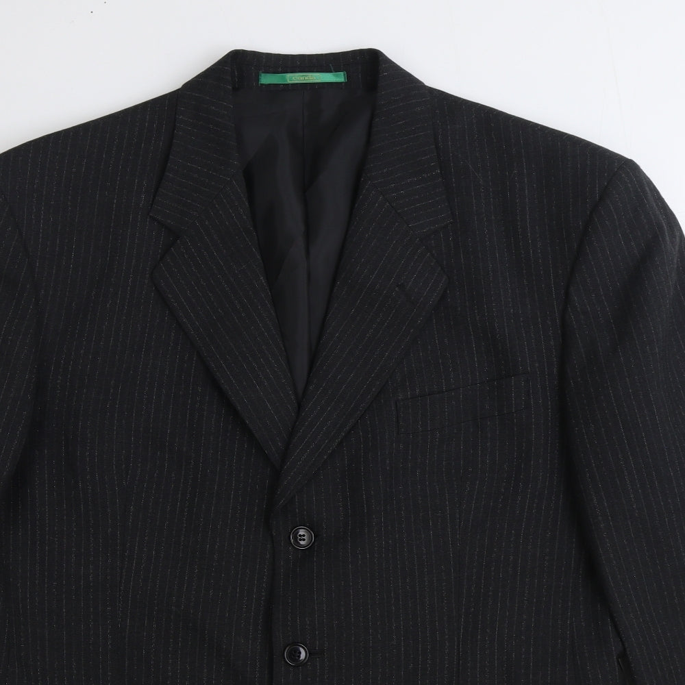 C&A Mens Black Striped Wool Jacket Suit Jacket Size 40