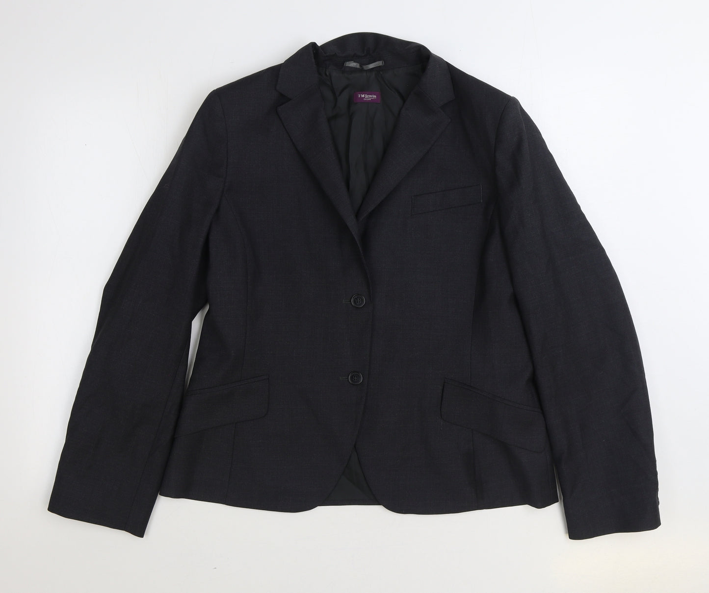 T.M.Lewin Womens Black Jacket Blazer Size 18 Button