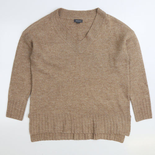 Primark Womens Brown V-Neck Acrylic Pullover Jumper Size XS