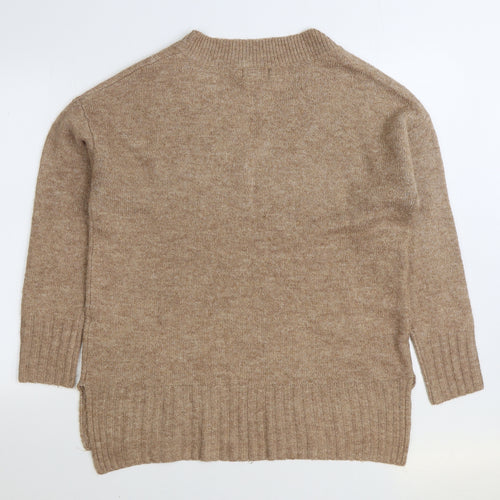 Primark Womens Brown V-Neck Acrylic Pullover Jumper Size XS