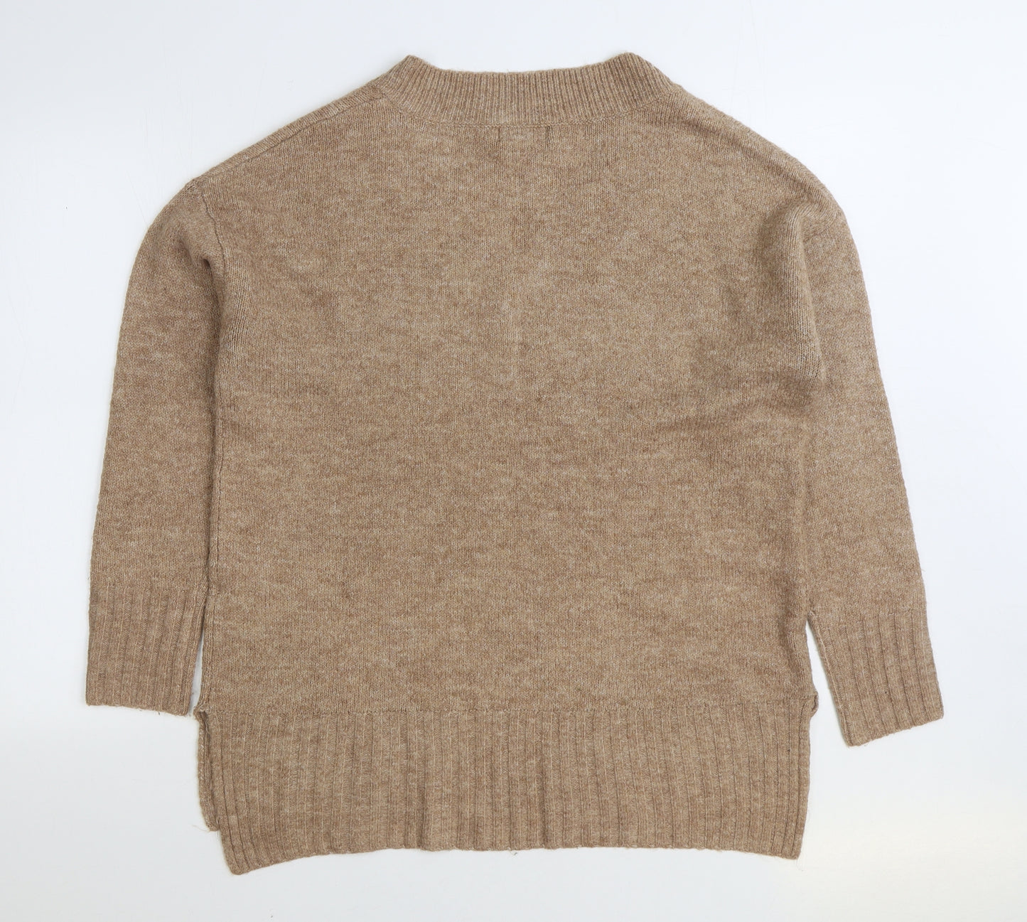 Primark Womens Brown V-Neck Acrylic Pullover Jumper Size XS