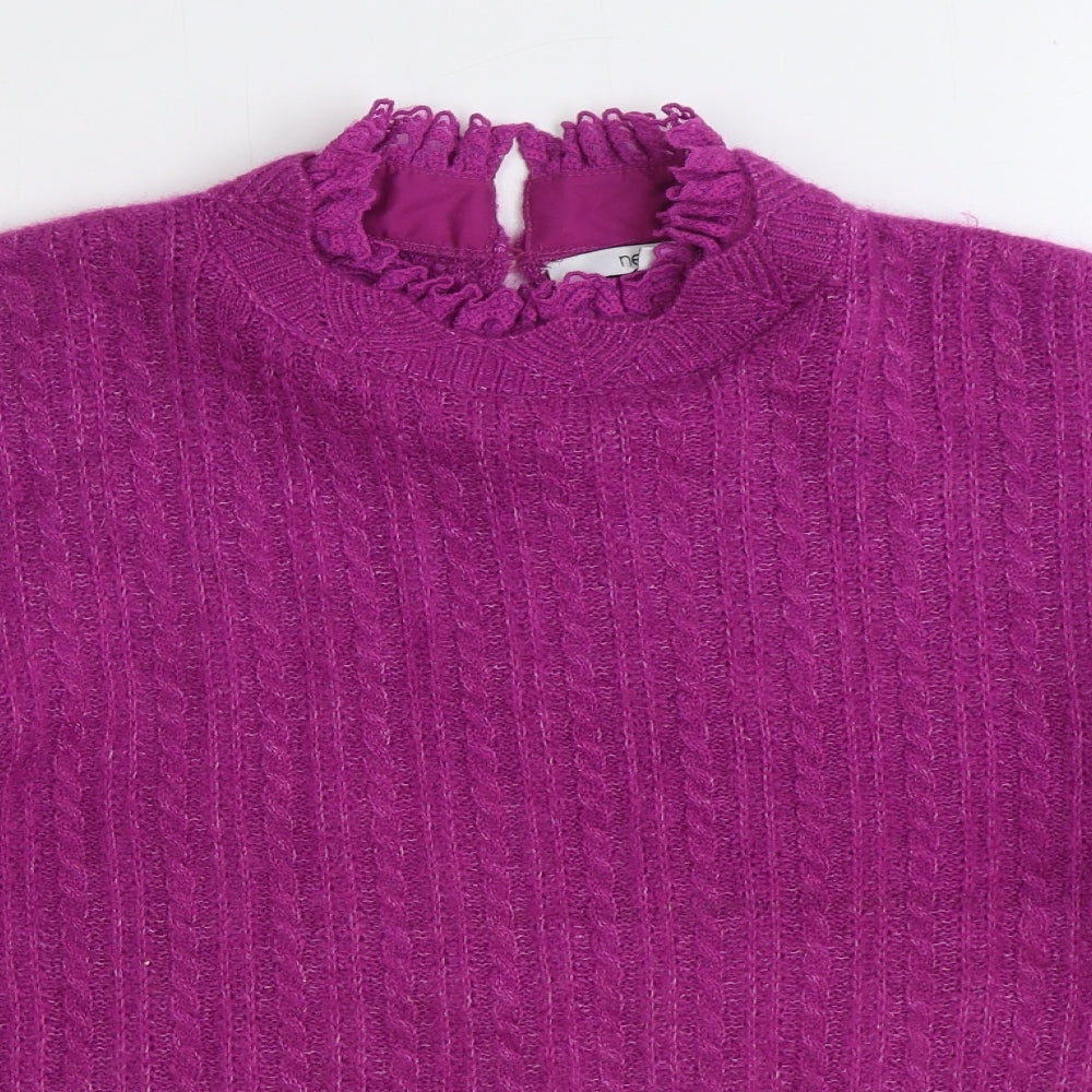 NEXT Womens Purple Mock Neck Acrylic Pullover Jumper Size S - Lace Detail