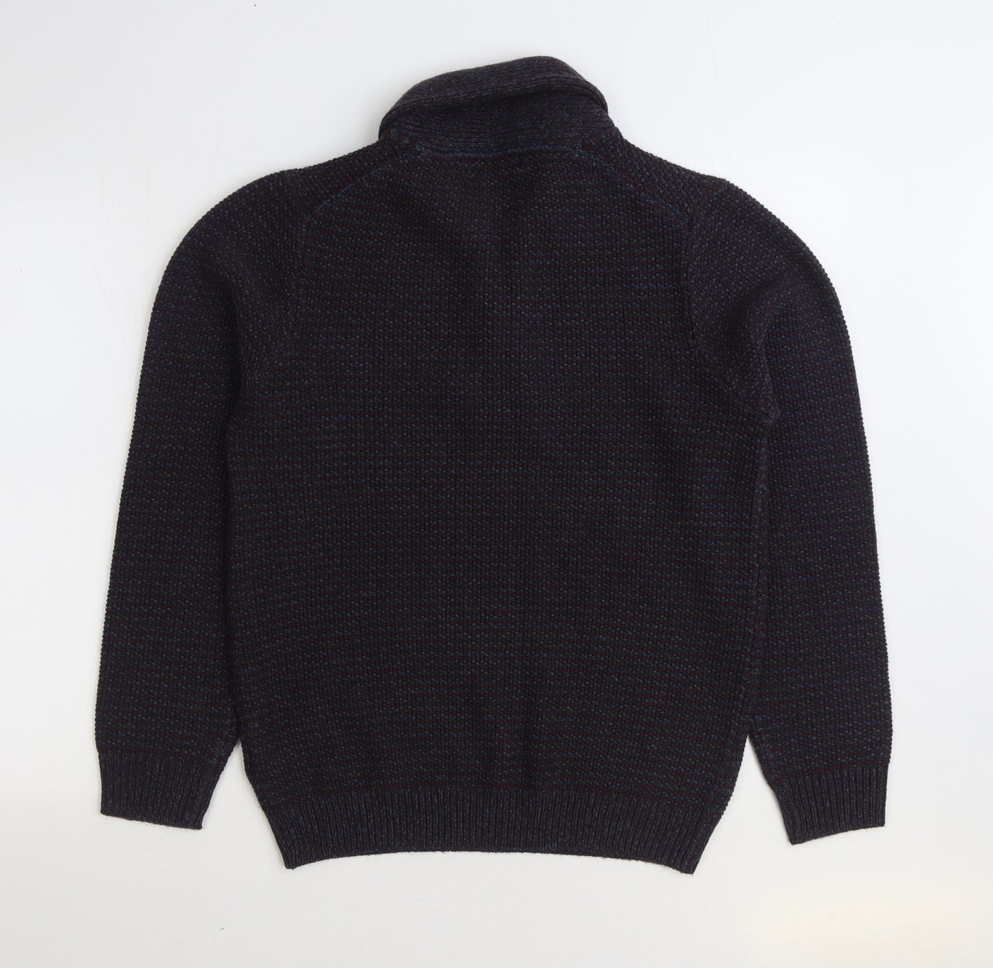 Marks and Spencer Mens Blue Collared Acrylic Pullover Jumper Size M