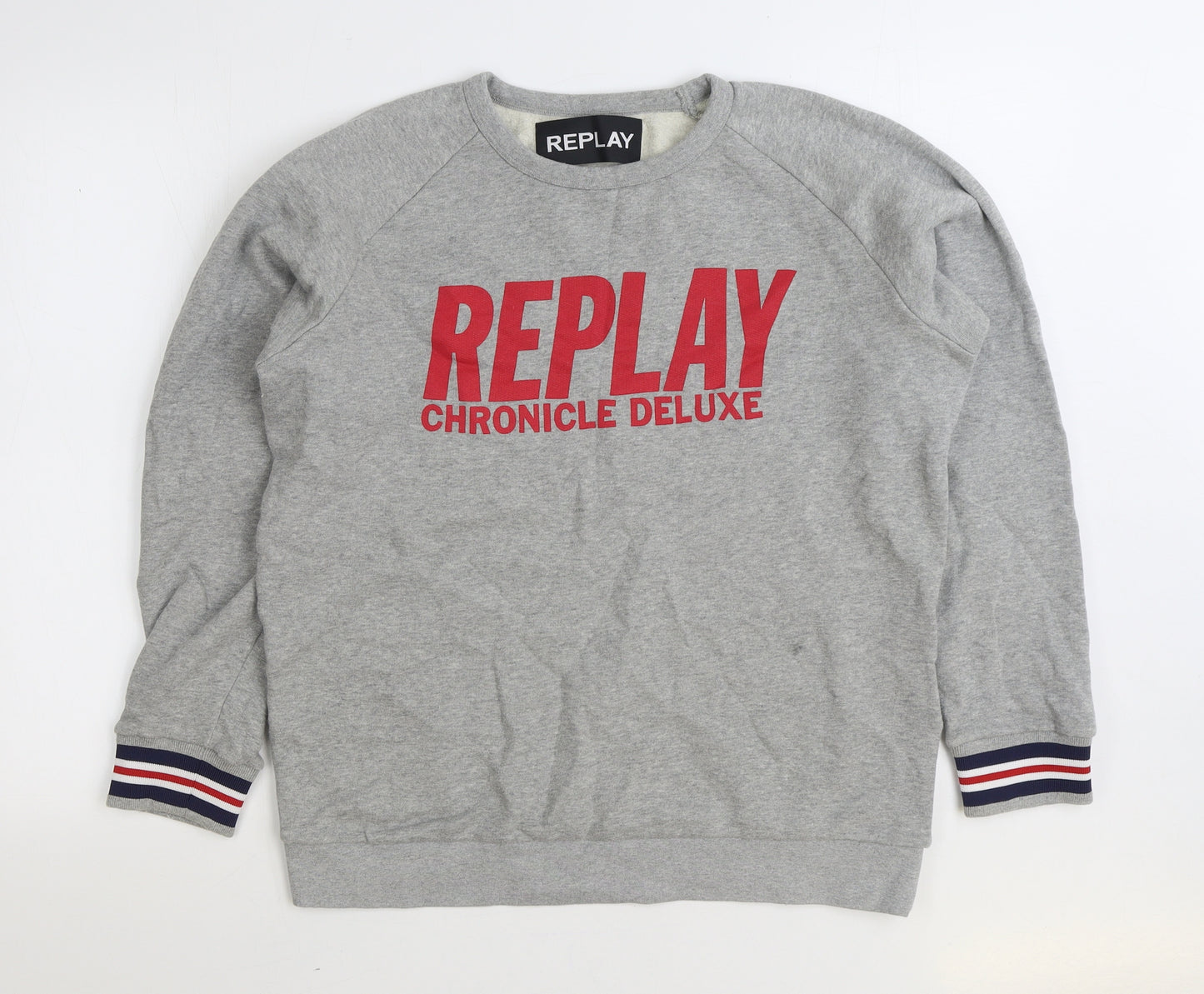 Replay Mens Grey Cotton Pullover Sweatshirt Size L
