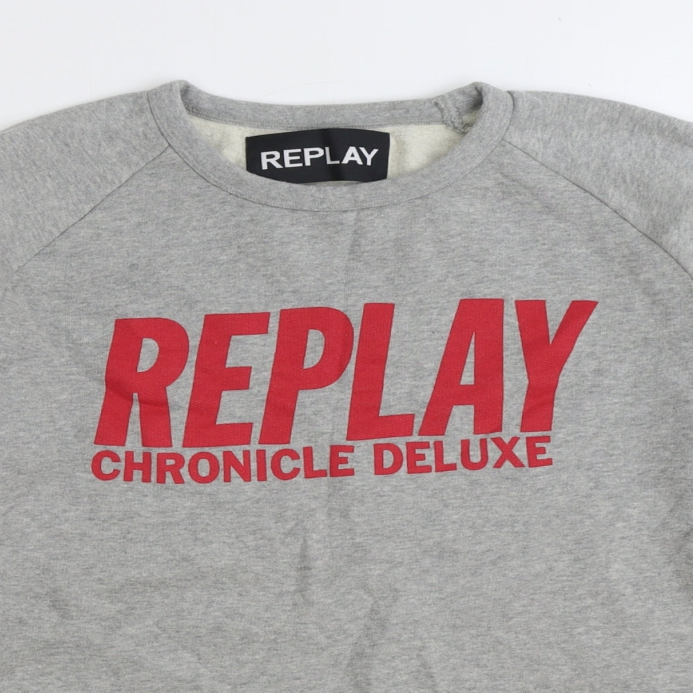 Replay Mens Grey Cotton Pullover Sweatshirt Size L
