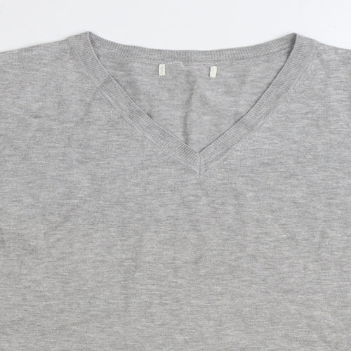 Primark Womens Grey V-Neck Polyester Pullover Jumper Size XL