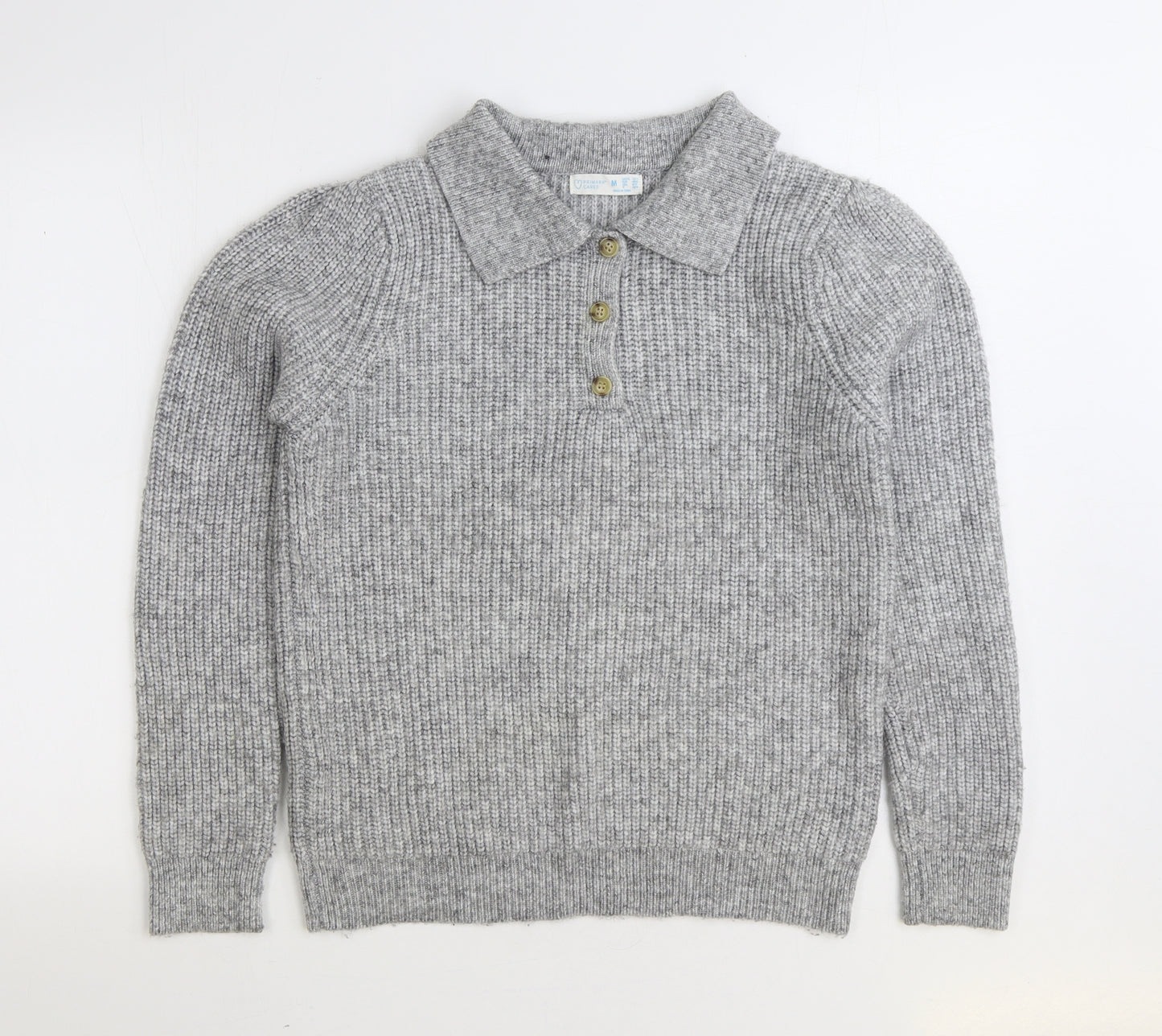 Primark Mens Grey Collared Acrylic Pullover Jumper Size M