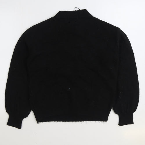Papaya Womens Black Mock Neck Geometric Acrylic Pullover Jumper Size S