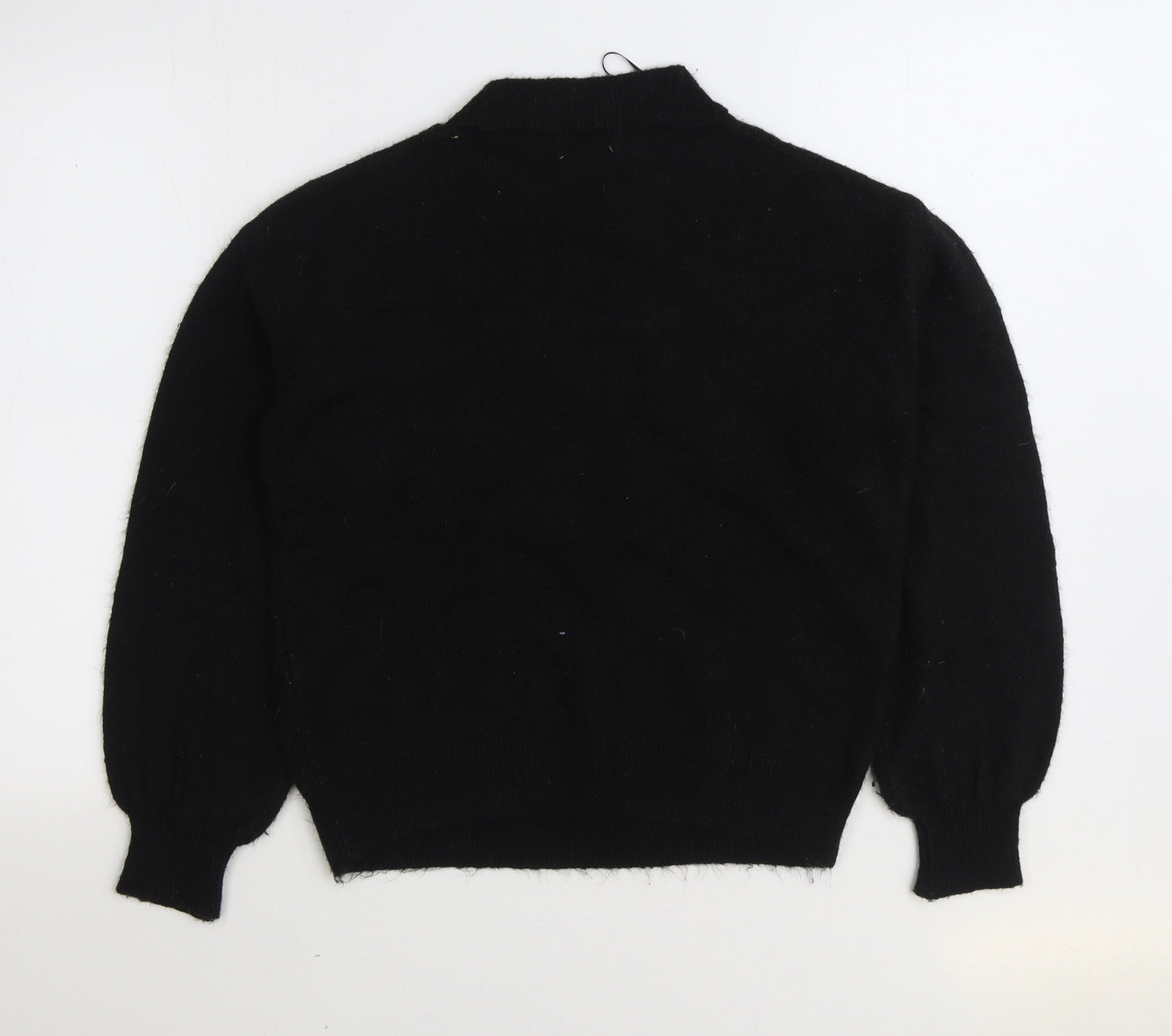 Papaya Womens Black Mock Neck Geometric Acrylic Pullover Jumper Size S