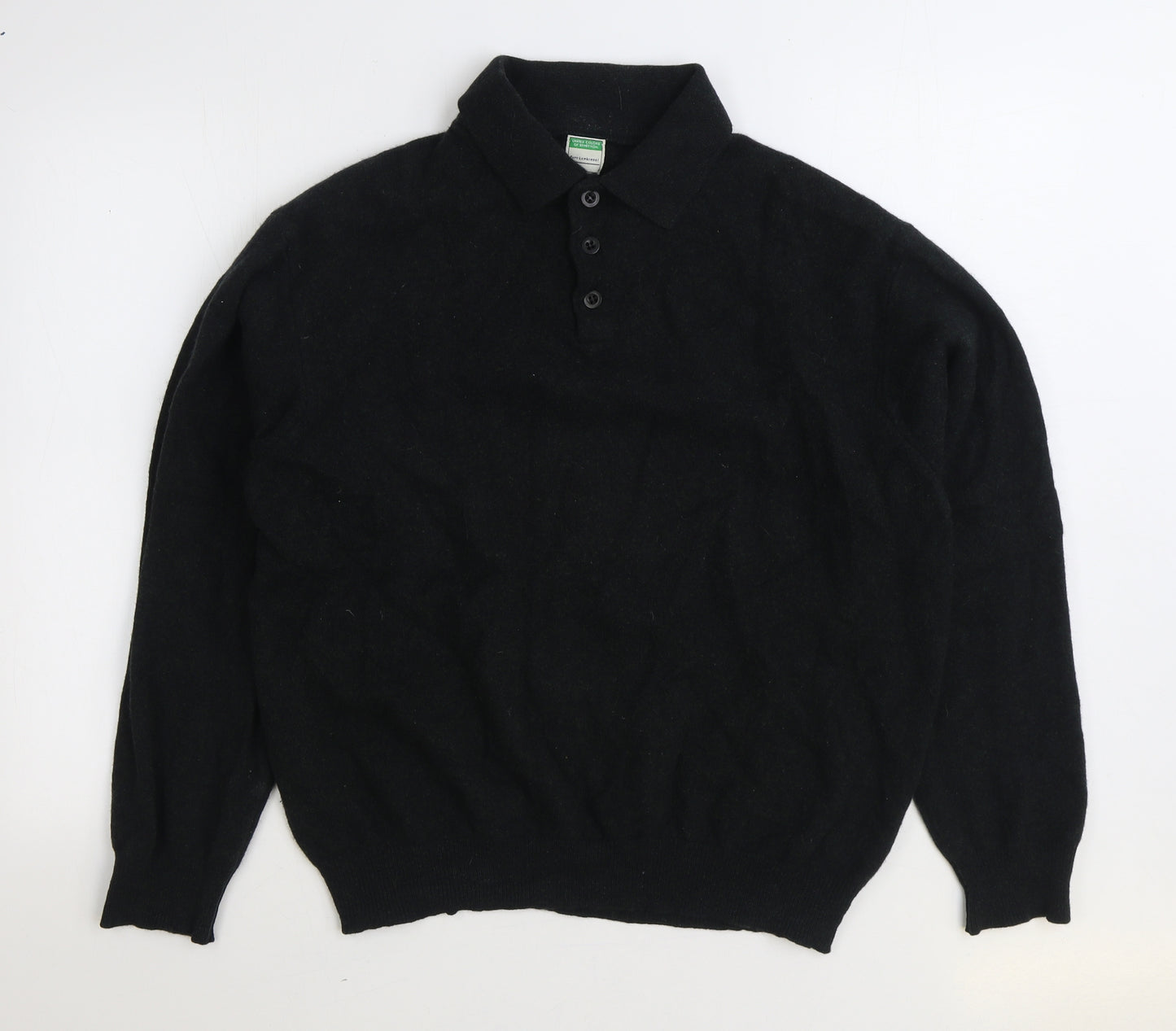 United Colors of Benetton Mens Green Collared Wool Pullover Jumper Size M