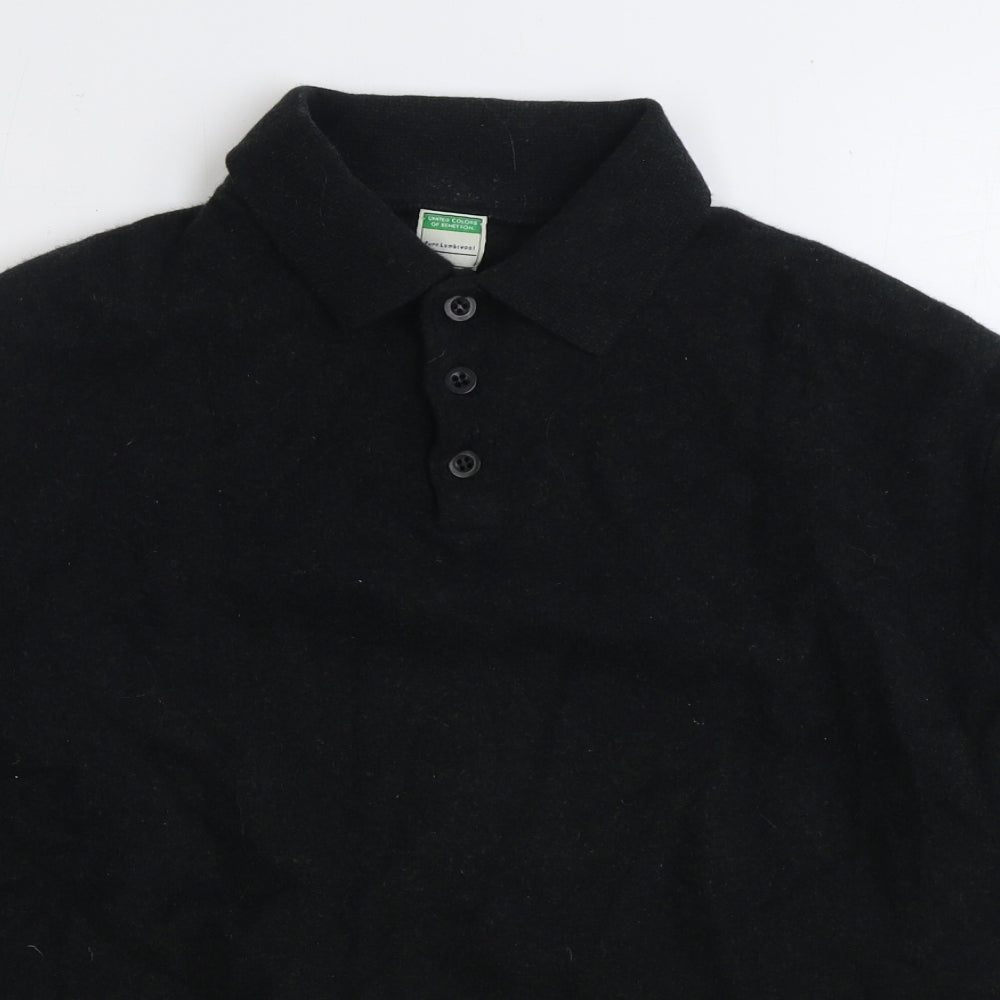 United Colors of Benetton Mens Green Collared Wool Pullover Jumper Size M