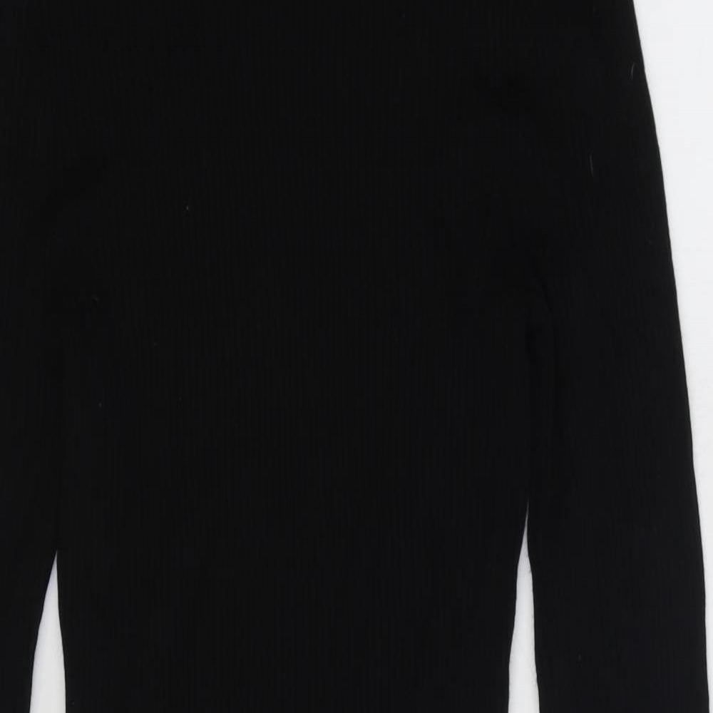 H&M Womens Black Viscose Jumper Dress Size M High Neck Pullover