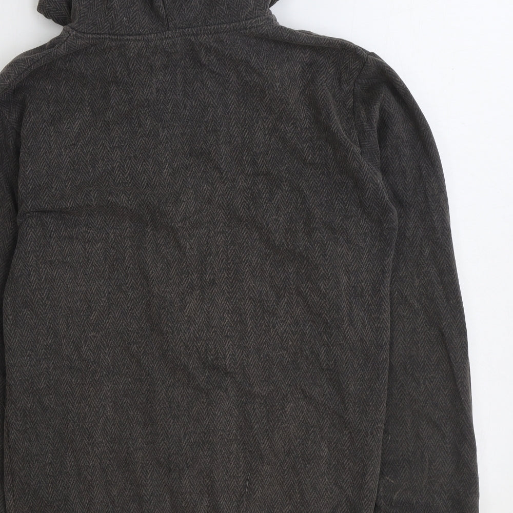 Lee Cooper Mens Grey Herringbone Cotton Full Zip Hoodie Size S