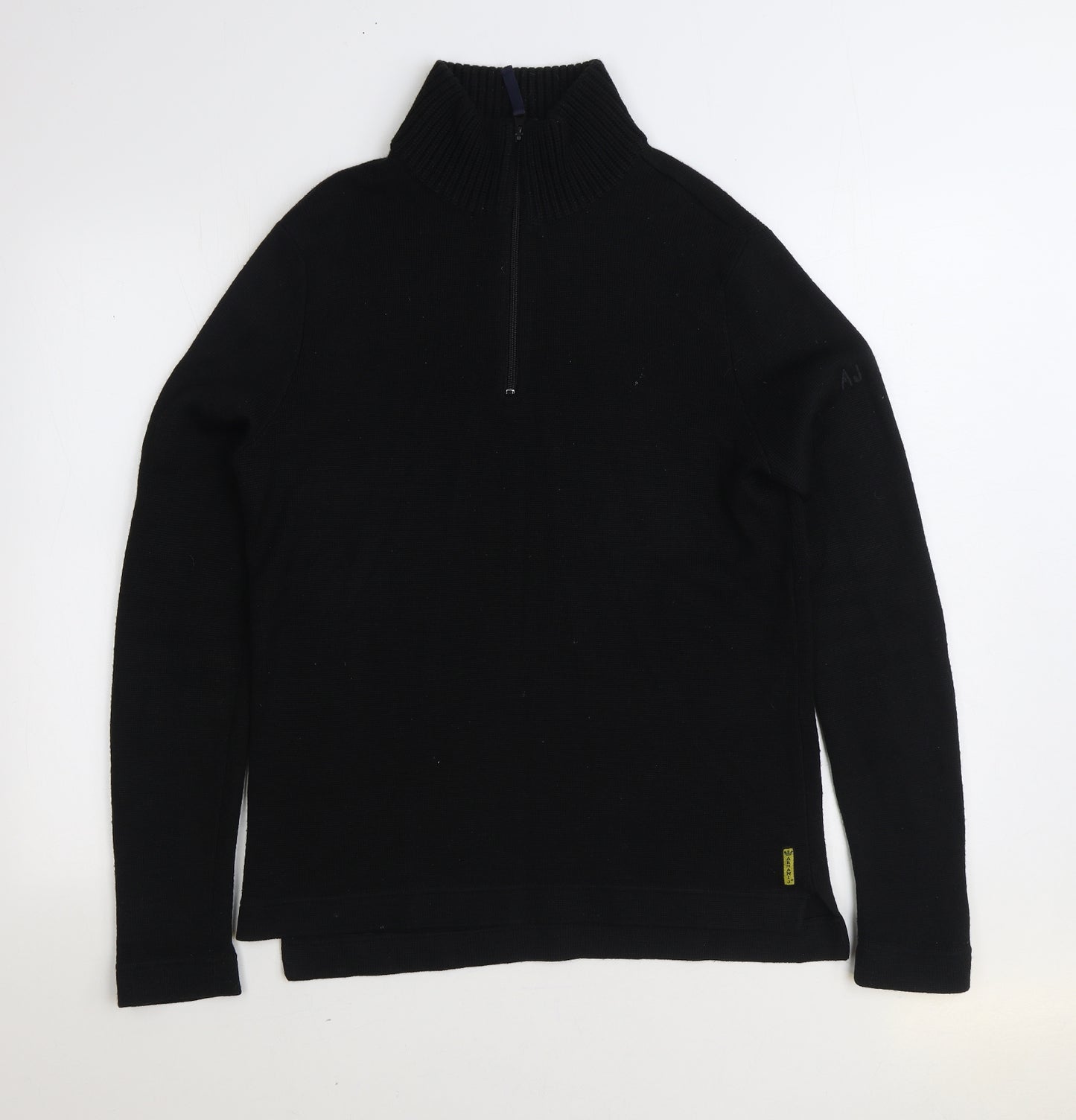 Armani Jeans Mens Black High Neck Acrylic Pullover Jumper Size L