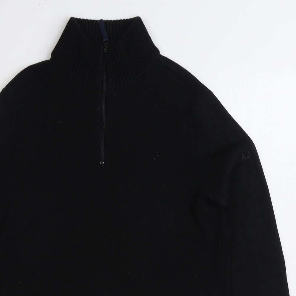 Armani Jeans Mens Black High Neck Acrylic Pullover Jumper Size L
