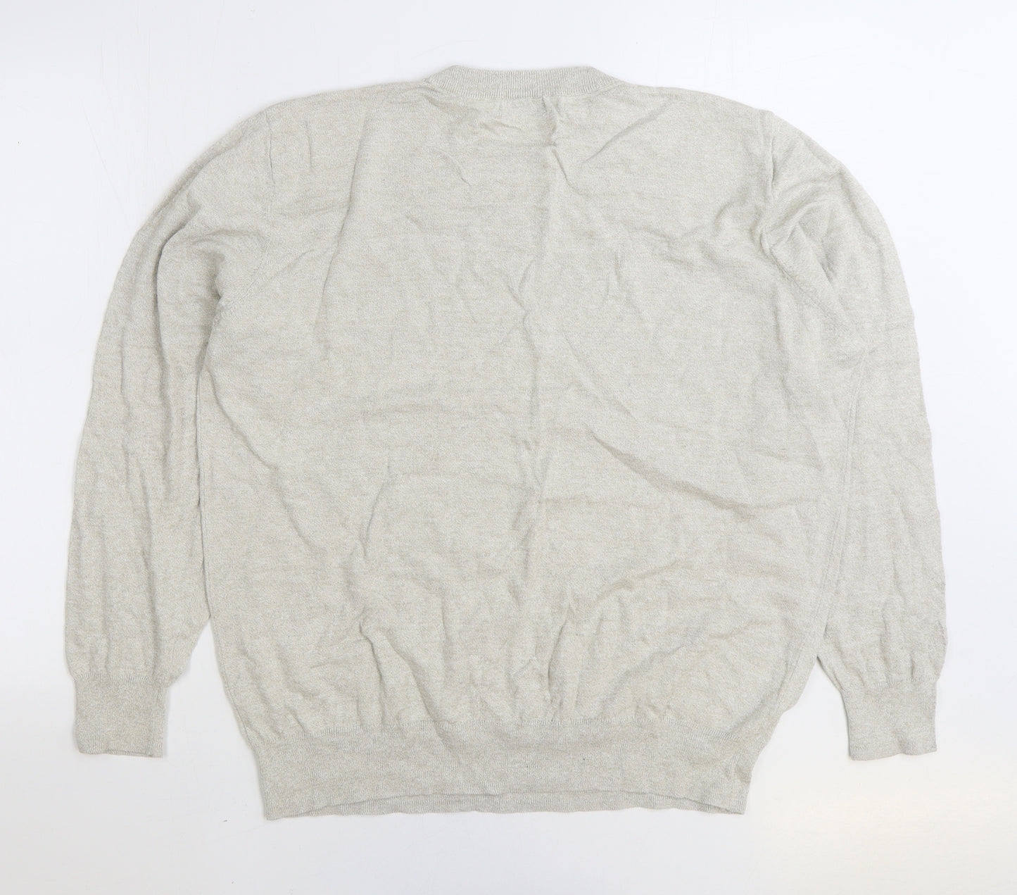 George Mens Beige Round Neck Cotton Pullover Jumper Size 2XL