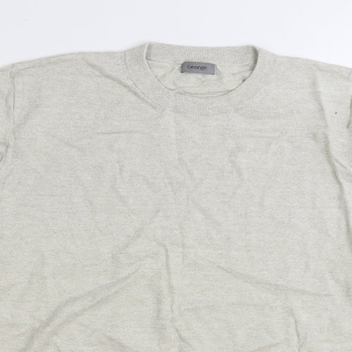 George Mens Beige Round Neck Cotton Pullover Jumper Size 2XL