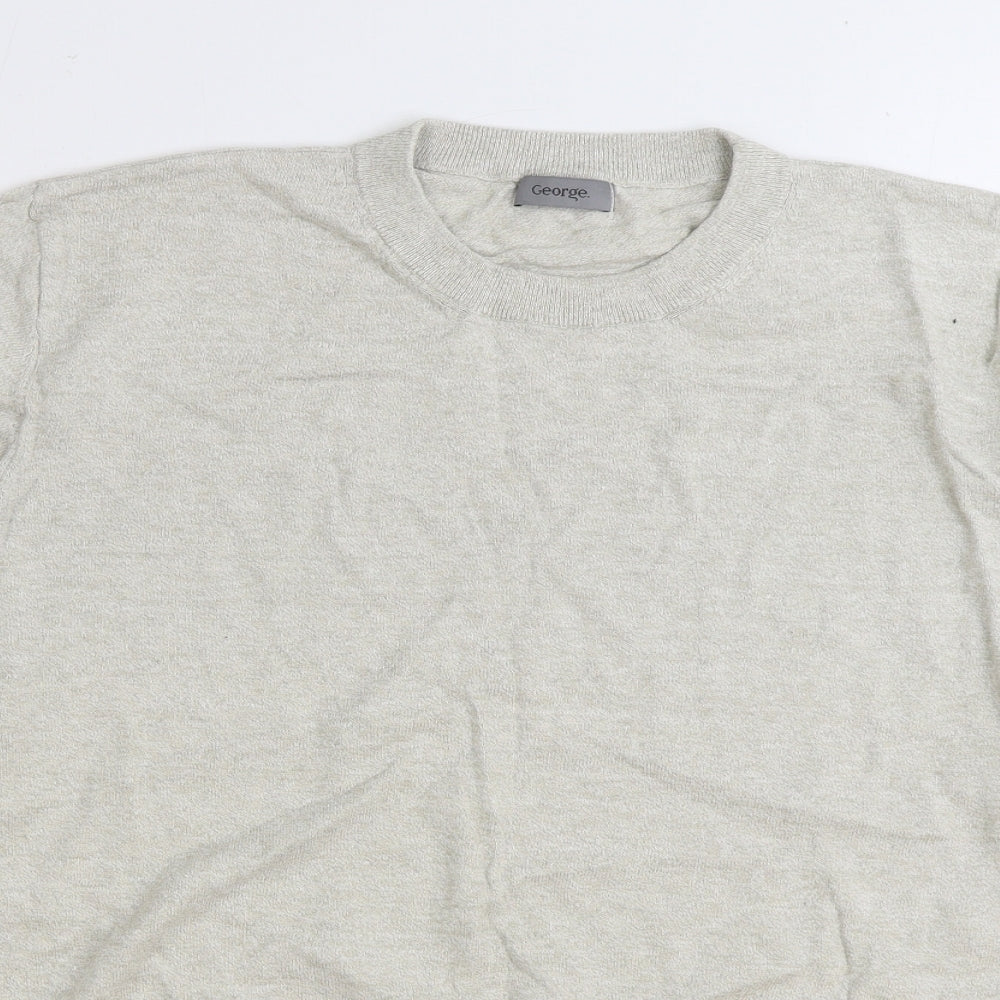 George Mens Beige Round Neck Cotton Pullover Jumper Size 2XL