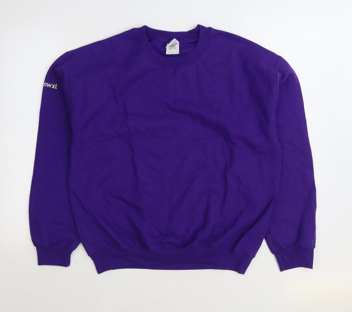 Gildan Mens Purple Cotton Pullover Sweatshirt Size M