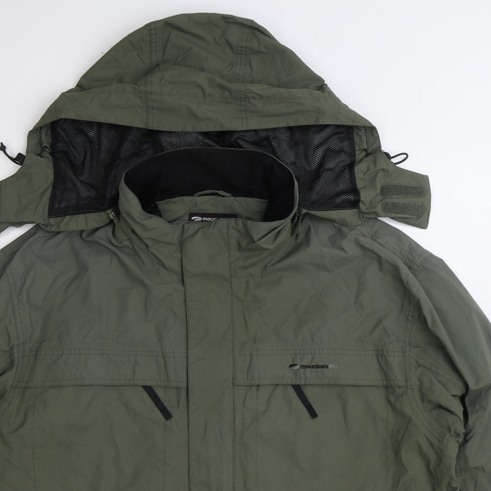 Mountain Life Mens Green Rain Coat Coat Size XL Zip