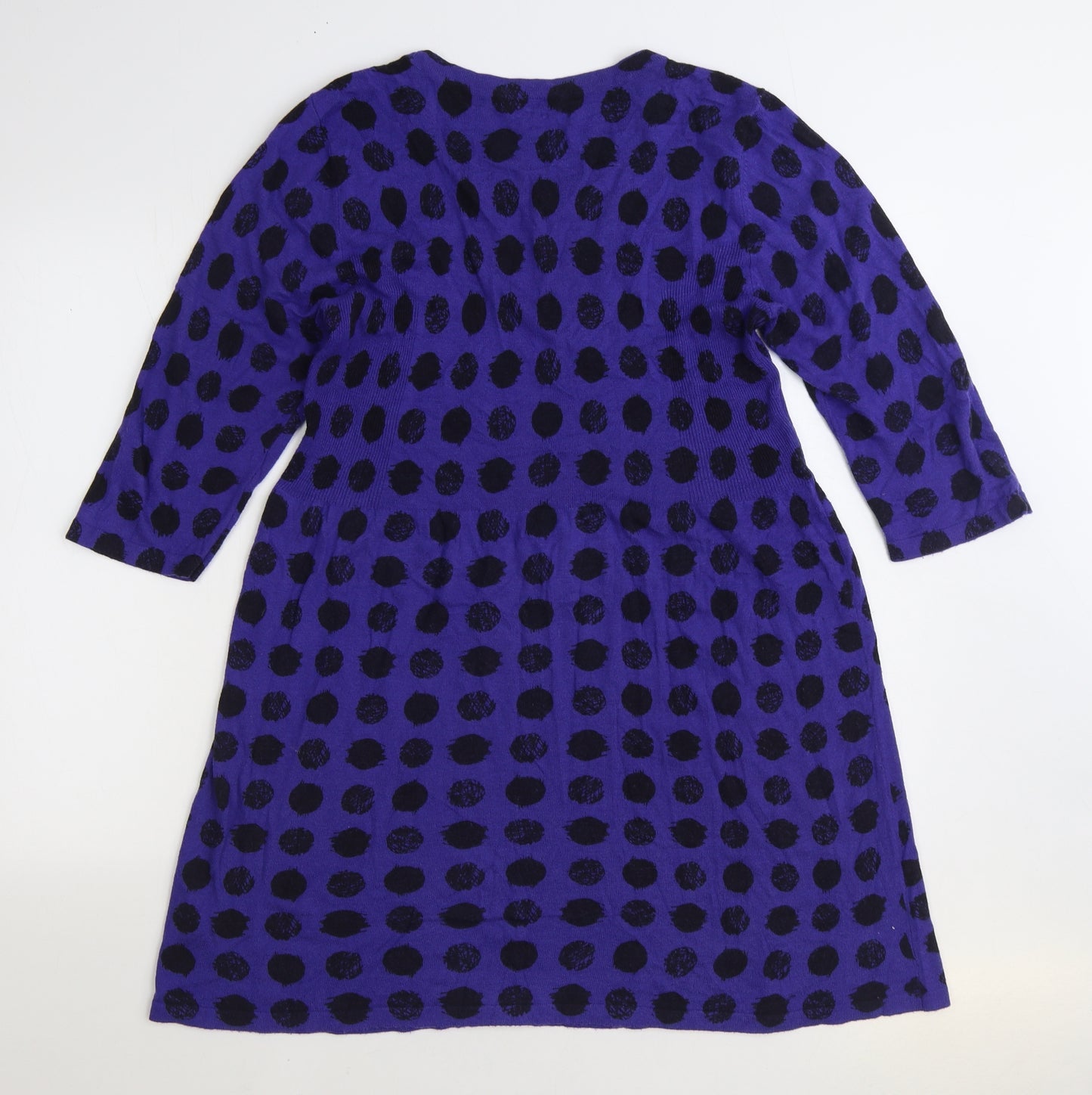 TU Womens Blue Polka Dot Viscose Jumper Dress Size 18 Round Neck Pullover